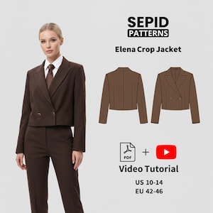 Cropped Blazer Sewing Pattern | Women's Tailored Jacket (Digital Download)