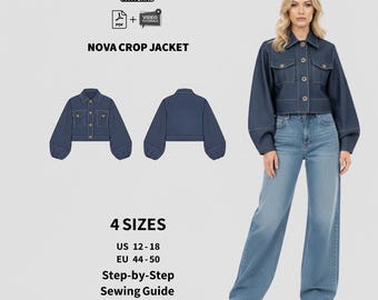 Naaipatroon Nova crop-jack | Damesmaten EU 44-50 (pdf + video)