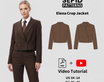 Naaipatroon cropped blazer Elena | Double-breasted damesjack (pdf)