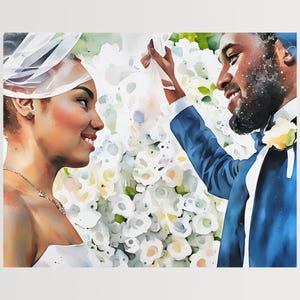 Retrato de boda personalizado: ilustración de pareja personalizada para un regalo de boda único y un recuerdo de aniversario.