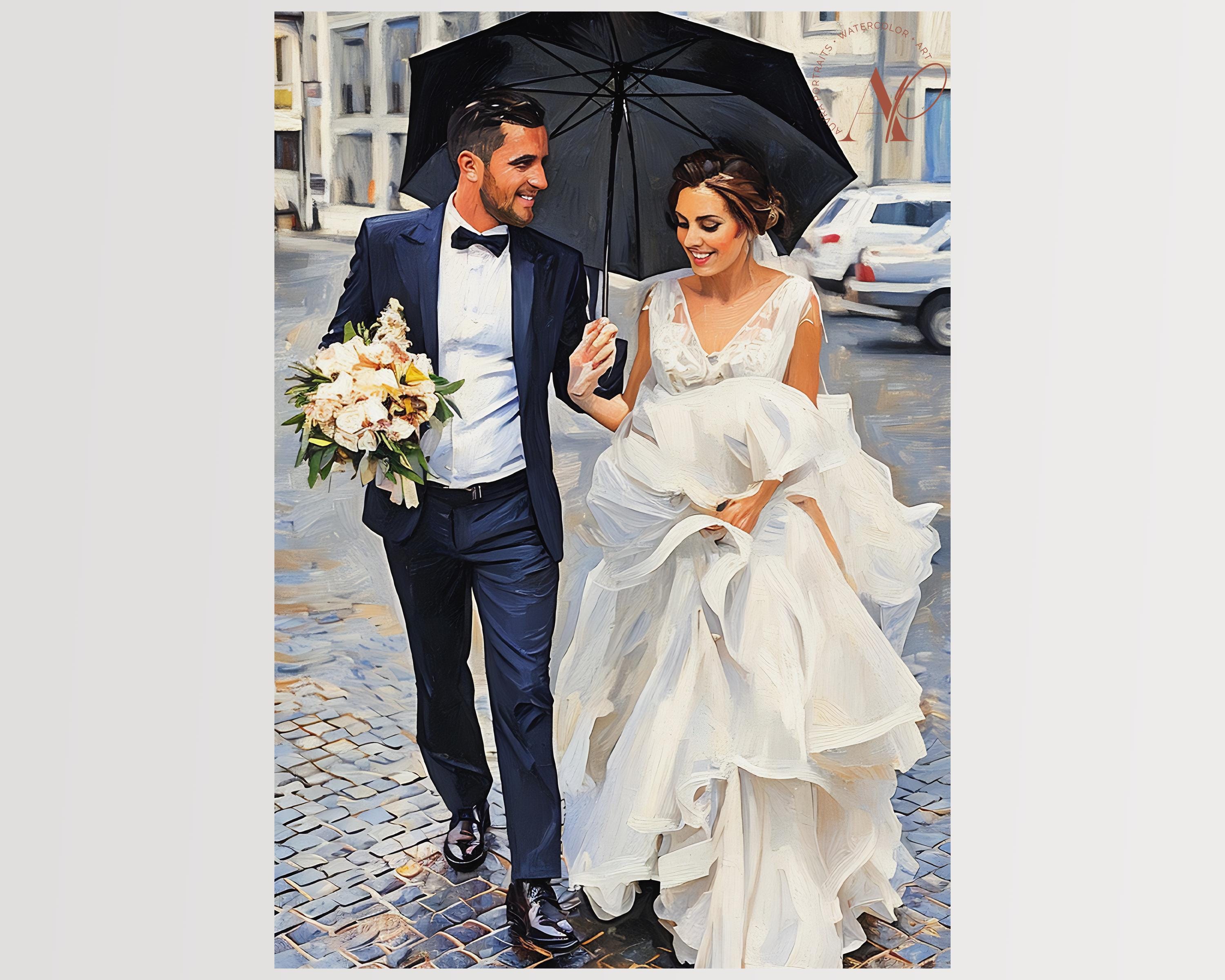 Watercolor Couple Portrait from Photo, Custom Wedding Anniversary Gift for Wife Husband Parents, Engagement Gift for Friend, Unique Wall Art