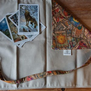 Handgemaakt / katoenen omkeerbare tarot / orakelverpakking / leesdoek / reisetui / print tarotkaart
