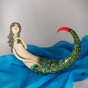 Mermaid figure. Mermaid ceramics. Mermaid. Handmade ceramics. Mermaid&#39;s Metamorphosis: Gentle and Dangerous