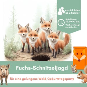Fox Scavenger Hunt for Children (6-9 Years) | Forest Treasure Hunt to Print, Ready-made Scavenger Hunt, Treasure Hunt for Children's Birthday Parties, Download