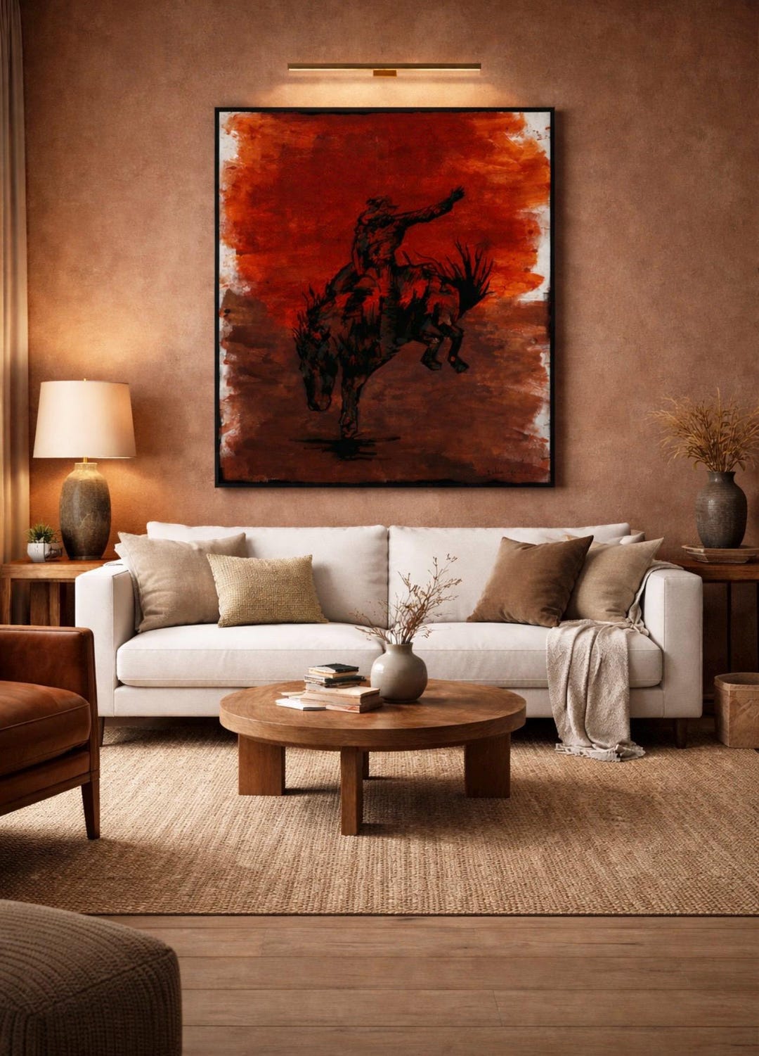 Cowboy Acrylic Painting Print Handprint Warm Home Decor Kitchen Dining ...