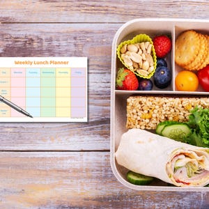 Weekly Lunch Planner | Editable Canva Template | Printable School Meal Organizer | Kids Bento Lunch Chart | Back to School PDF
