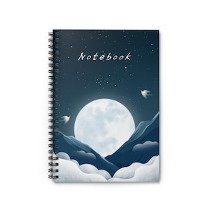 Moonlit Mountains Spiral Notebook - Perfect for Journaling, School, or Gifts, at Home or Office, Night Sky Theme, Ideal for Creative Minds