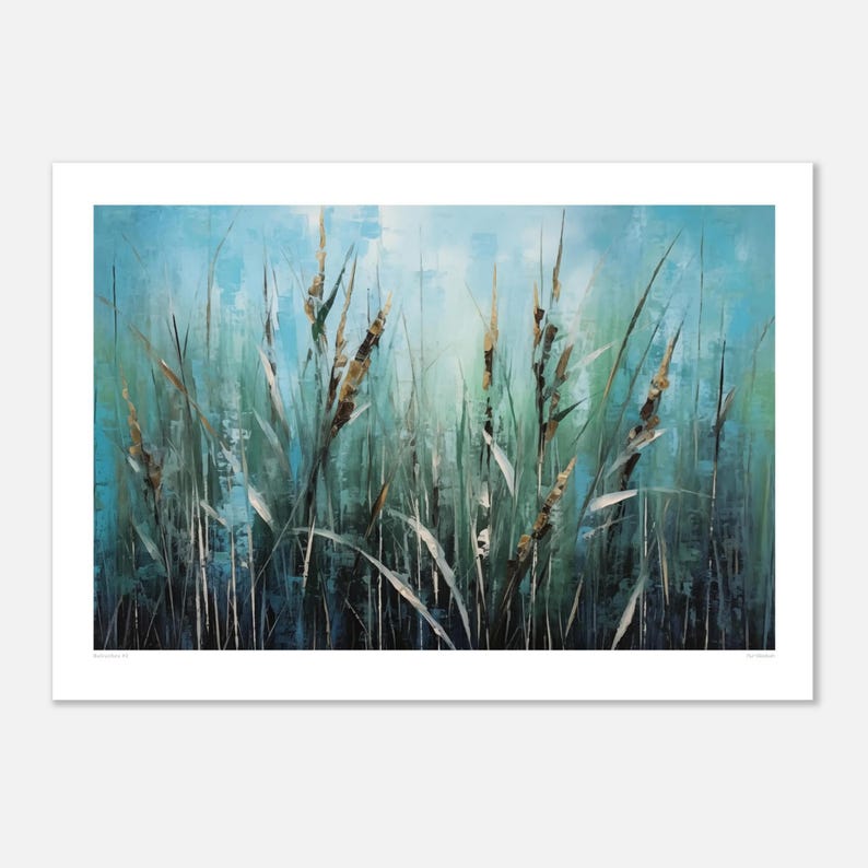 Bulrushes #2 - Printable Digital Download Art – Teal Blue & Green ...