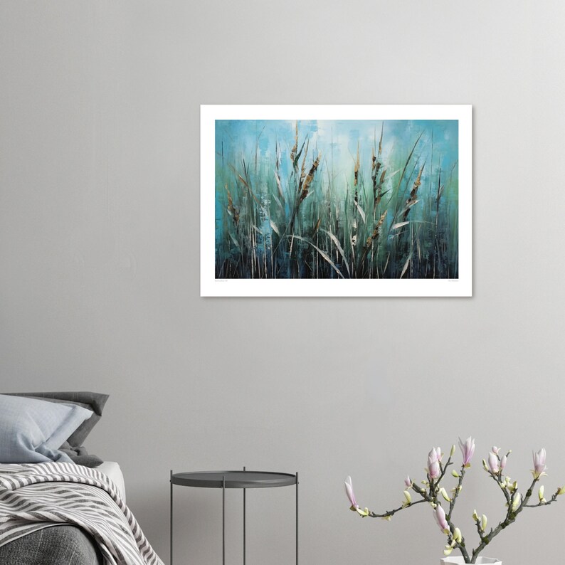Bulrushes #2 - Printable Digital Download Art – Teal Blue & Green ...