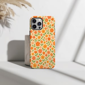 Coque de téléphone rétro à motifs floraux | Coque vintage pour iPhone avec motifs floraux et naturels | Compatible avec iPhone 17, 16, 15, 14, 13, 12, 11 Pro Max, Plus et Mini
