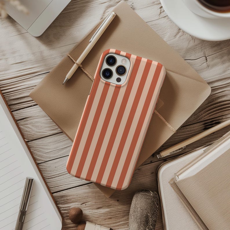 Terracotta Cream Striped Phone Case | Earthy Stripe Design | iPhone Case for 16, 15, 14, 13, 12, 11 Pro Max, Plus & Mini image 10