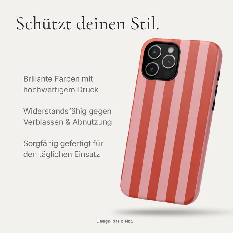Roze gestreept telefoonhoesje – rood en roze lijnenontwerp – retrolook – voor iPhone 16, 15, 14, 13, 12, 11 – Pro Max, Plus en Mini – cadeau afbeelding 8