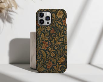 Vintage William Morris Style Phone Case – Floral iPhone Case with Flowers – for iPhone 16, 15, 14, 13, 12, 11 Pro Max, Plus & Mini – Gift
