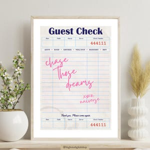 Affirmation Art Wall Art - Guest Check Wall Art, Preppy Pink Poster, Motivational wall art, Positive Affirmation Wall Art, Mantra Print