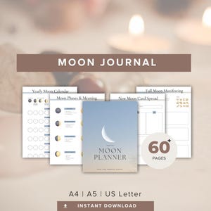 2025 Moon Planner | Lunar Manifestation Journal | Daily & Monthly Moon Tracker | Digital Download – A4, A5, US Letter Sizes