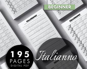 Italianno Font Calligraphy Practice Sheet PDF Procreate Alphabet Guide Beginner Tracing Printable Hand Lettering Drills Worksheet Digital