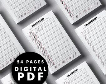 Printable PDF Calligraphy Practice Sheet Procreate Basic Calligraphy Strokes Beginner Friendly Brush Pen Strokes Starter Practice Worksheet