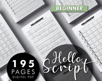 Hello Font PDF Printable Calligraphy Practice Sheet Procreate Beginner Calligraphy Font Guide to Hand Lettering Digital Calligraphy Alphabet