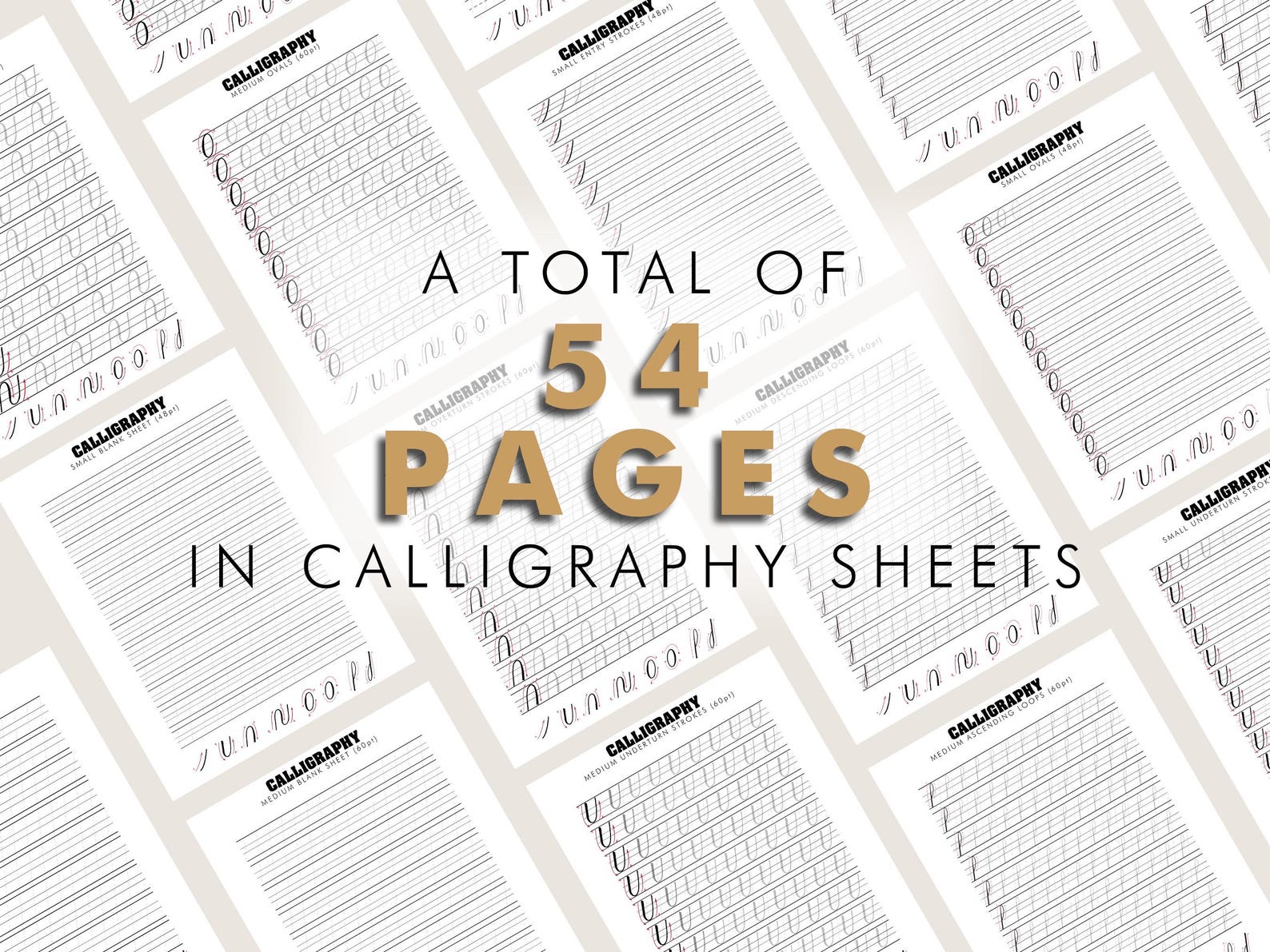 Printable PDF Calligraphy Practice Sheet Procreate Basic Calligraphy ...