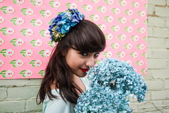 1950's Velvet Flower Pillbox Hat