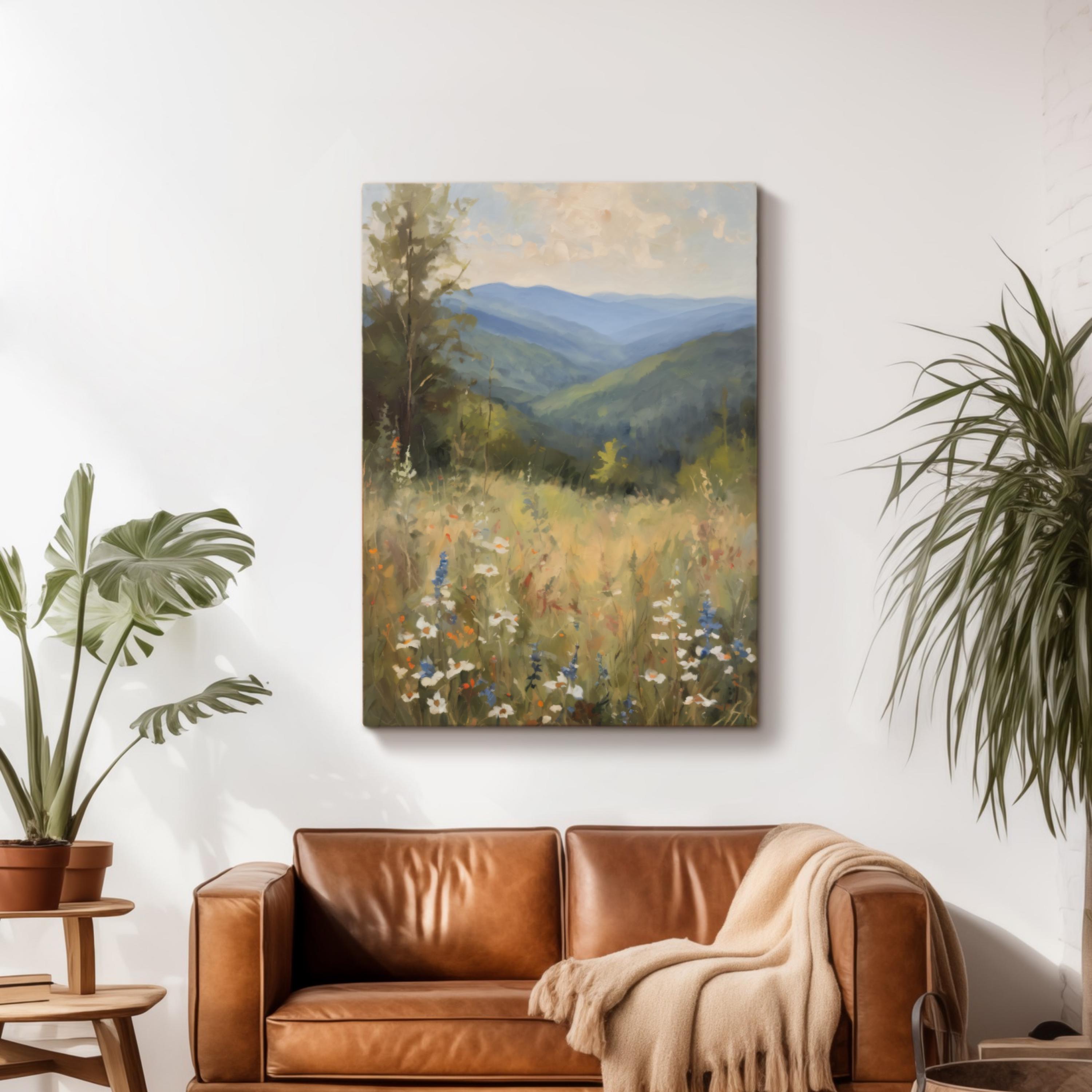 Blue Ridge Mountains Oil Painting, North Carolina Landscape Canvas ...