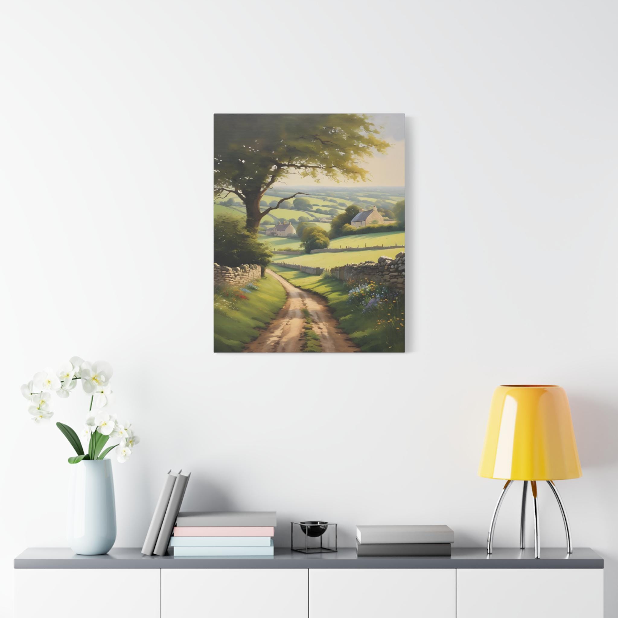 Cotswold Oil Painting, English Countryside Landscape Canvas Art, Rural ...