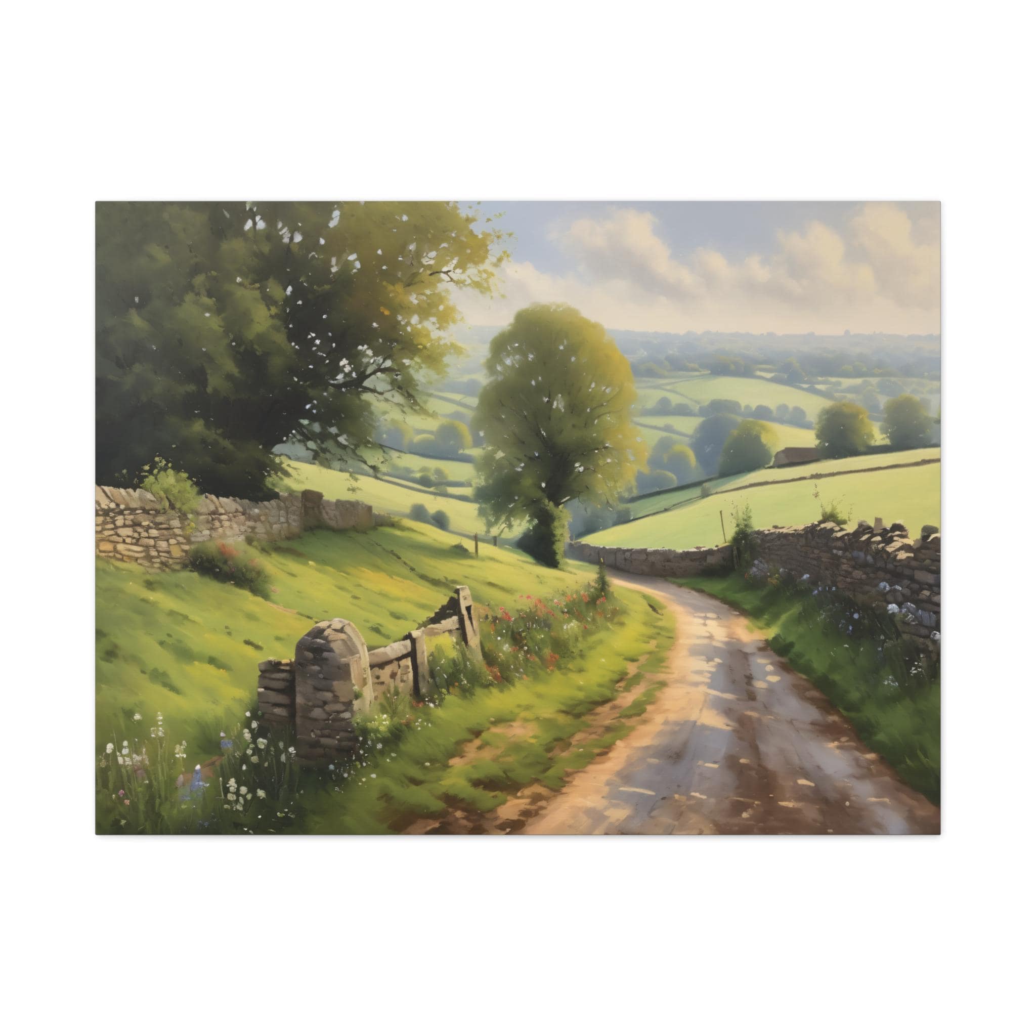 Cotswold Oil Painting, English Countryside Landscape Canvas Art, Rural ...