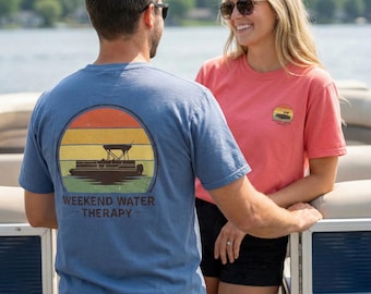 Pontoon T-Shirt Weekend Water Therapy  | Lake Life Boat Tee | Funny Boating Shirt