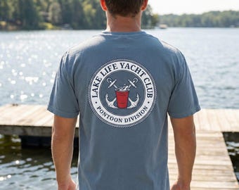 Pontoon Division Lake Life Yacht Club T-Shirt, Anchor & Solo Cup Logo