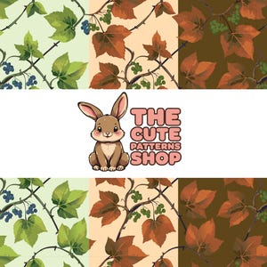BUNDLE Motif automne sans couture de feuilles de vigne - Licence commerciale | La boutique de motifs mignons