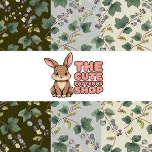 BUNDLE Motif feuilles de vigne et baies sans couture – Licence commerciale | La boutique de motifs mignons