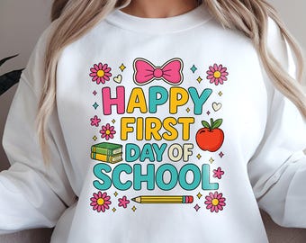 First Day of School PNG Design: Teacher Student T-Shirt Sublimation (Digital Download)