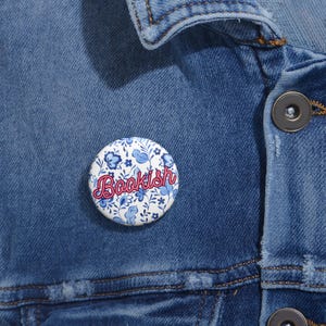 Bookish Pin Button: Floral Literary Accessories, Book Lover Gift