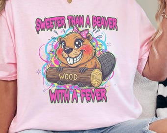 Adult Humor Beaver T-Shirt – Funny Inappropriate Graphic Tee with Feverishly Naughty Cartoon