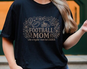 Moeder voetbalshirt, retro voetbalshirt moeder, Game Day-kleding, aangepast voetbal moeder T-shirt, grappig seizoensshirt voetbal, bloemdessin