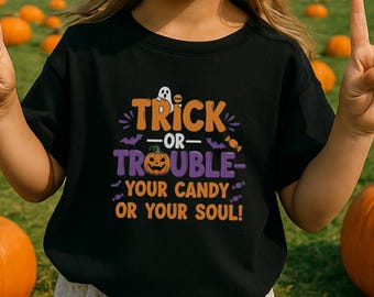 ハロウィンキャンディモンスターTシャツ - 不気味なキッズTシャツ 