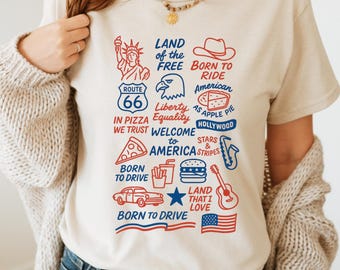 Fourth of July Doodle shirt, Liberal Patriotic Shirt, 4th of July Shirt, Feminist Fourth of July Shirt, Independence Day Shirt, Retro Tee