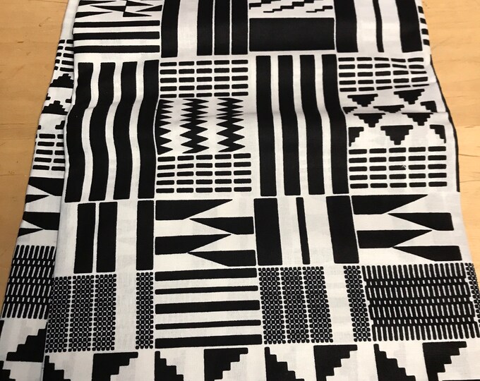 Black and White Kente Cloth Inspired Fabric by the Yard/ Fabric From