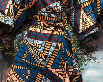 Ankara Wrap Top, Women's wrap around African peplum top, One size peplum top, fits sm to 3x