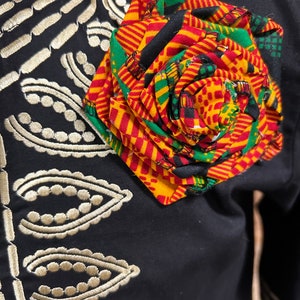 Kente lapel flower/ Unisex African lapel pin/ Corsage, boutonnière African Accessories/ African rose lapel pin image 3