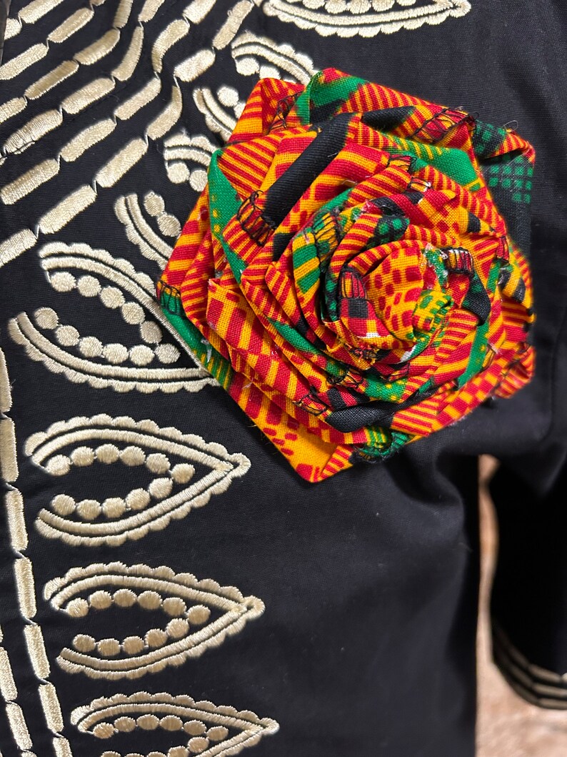 Kente lapel flower/ Unisex African lapel pin/ Corsage, boutonnière African Accessories/ African rose lapel pin image 3