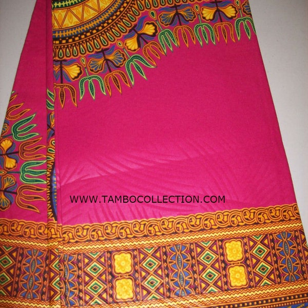 Fuchsia pink dashiki fabric 2 Yards per Panel/ Dashiki clothing/ Accessories/ Dashiki Bags/ Kitenge fabric/ Java print