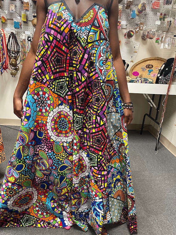 Amina Nigerian Patchwork Maxi Dress Long African Dress