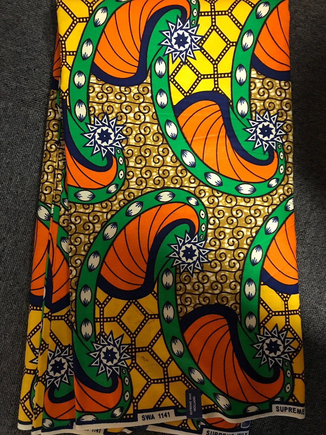 Tela africana con estampado Ankara amarillo y naranja cortada a medida/  Telas africanas/ Telas de moda de moda/ Textiles africanos/ Estampados