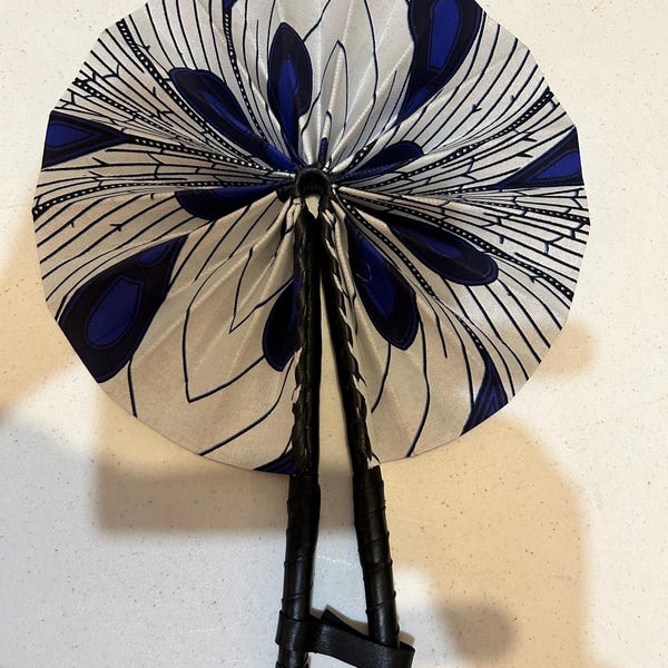 Ankara African fan, African made fan from Ghana, Ankara print African fan