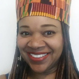 Kente 2 Womens Kufi High Crown African hat/ Kufi African Hat/ African Hats and accessories image 1