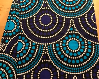 Blue African fabric per yard, Ankara design cotton print fabric /Sewing Supplies