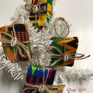 4 piece Mini African gift ornaments, Holiday tree ornaments, African Kwanzaa /Craft Supplies/ Christmas Decor/ Recycled Ornaments