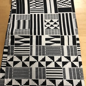 Black and White Kente Cloth Inspired Fabric By the Yard/ Fabric from Africa/ Authentic African prints image 2