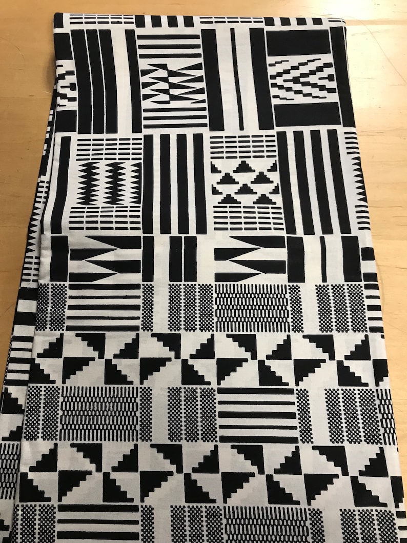 Black and White Kente Cloth Inspired Fabric By the Yard/ Fabric from Africa/ Authentic African prints image 2